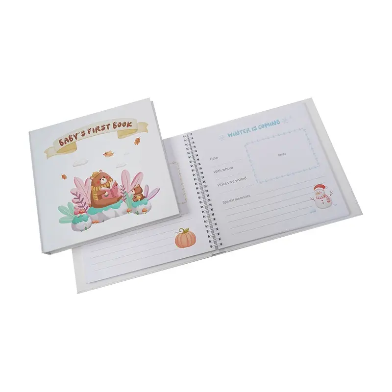 Buku memori kenang-kenangan bayi Spiral tidak terlihat 60 lembar Album foto buku tempel hadiah pesta bayi baru lahir jurnal A5 kertas