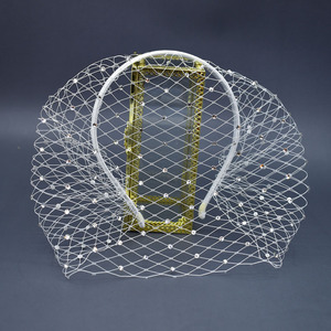 2023 nuovo arrivo bellissimi strass scintillanti maglia da sposa velo viso diamante accessori da sposa copricapo a gabbia per uccelli velo - Product Image 4