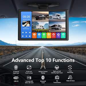Système d'alerte pour véhicule CarPlay Android 10 pouces 4 canaux Caméra de recul vision nocturne DVR Écran tactile double affichage 1080P Full HD - Product Image 1