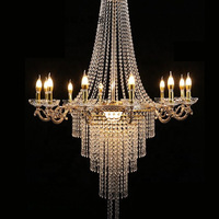 Lustre en acrylique doré à 12 têtes avec cristaux, luminaire suspendu pour décoration de mariage, lampe de plafond, décoration de plafond de mariage, lustre suspendu