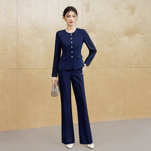 Ensemble de costume ajusté uni pour femme, nouvelle collection automne-hiver, design coréen haut de gamme, élégant, tendance, professionnel, pour le travail et les déplacements - Product Image 2