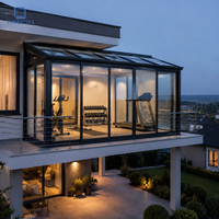 Véranda en verre sur mesure pour balcon, résistante aux intempéries, en aluminium