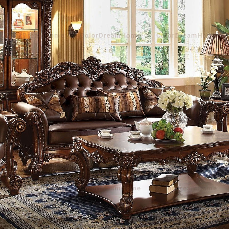 ラグジュアリーアメリカンスタイルのリビングルーム用レザーソファ