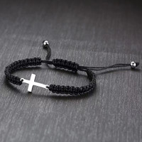 Nouveau bracelet croix en forme d'arc tissé à la main bricolage-collier porte-bonheur-accessoire de chaîne multicolore en acier inoxydable