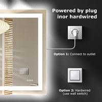 Miroir de salle de bain rectangulaire LED 72x32, anti-buée, à intensité variable, rétroéclairé + éclairé par l'avant, intelligent, sans cadre, en verre trempé incassable CN