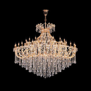 Lampadario di Cristallo a Candela Dorato Stile Maria Teresa Europeo per Matrimoni Hotel e Soggiorni di Lusso Lampada a Sospensione - Product Image 5