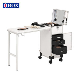 Valise de maquillage Obox grande capacité blanche avec roulettes pivotantes et verrouillables pour rangement domestique Printemps 2025 - Product Image 2