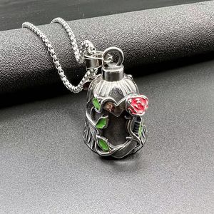 yunnique Retro Steel Bell Pendant Necklace With Rose Design <b>Titanium</b> Steel Gift Jewelry - Product Image 4