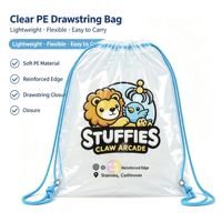 Sac à dos transparent personnalisé en PE avec cordon de serrage, sac en plastique transparent à cordon pour jouets d'enfants, machine à griffes, emballage cadeau