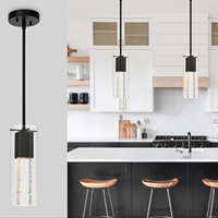 US Instock luxe nordique chevet hôtel île lumière suspension lampes cristal Simple noir fer suspendu barre lumières
