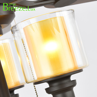 Ventiladores de techo LED de 5 aspas de alta velocidad Breezelux, control remoto, escape de baño Metro, luz LED, estilo chino tradicional