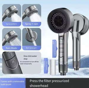 Cabezal de Ducha de Alta Presión de Plástico ABS con 3 Modos de Rociado y Paro con un Clic, con Masaje de Silicona para Grifo de Baño y Desviador de Ducha - Product Image 1