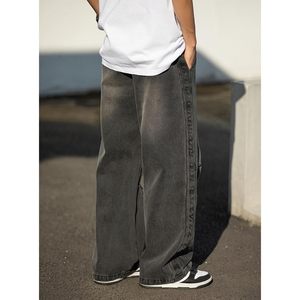 กางเกงยีนส์ขาตรงทรงหลวมผู้ชาย, กางเกง Y2K เอวยางยืดสไตล์ฮิปฮอปเล่นสเก็ตเสื้อผ้าผู้ชาย - Product Image 4