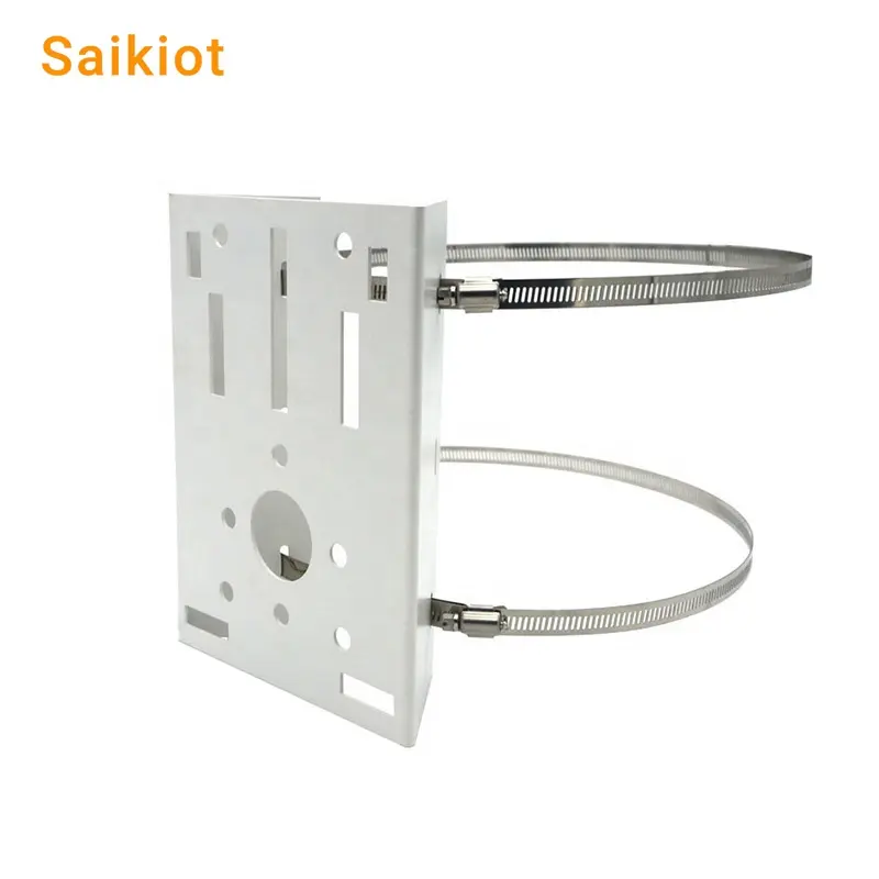 Saikiot Professional Universal Pole Column Mounting Loop Bracket Arm Base CCTV Security PTZ Camera Bracket With Ring