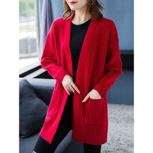 Wholesale Women's Casual Button V-Neck Solid Color <strong>Knitted</strong> Long Sleeve Cardigan <strong>Sweater</strong> for Autumn Winter - Product Image 6