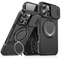 Coque de téléphone 17ProMax 16promax avec motif animalier transfrontalier mat, fenêtre coulissante et support magnétique à 360 degrés pour fixation automobile
