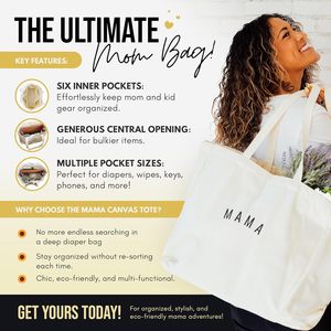 <span class=keywords><strong>Sac</strong></span> fourre-tout en toile pour maman avec six poches d'organisation, sacs fourre-tout mignons pour cadeaux de fête prénatale pour maman - Product Image 4