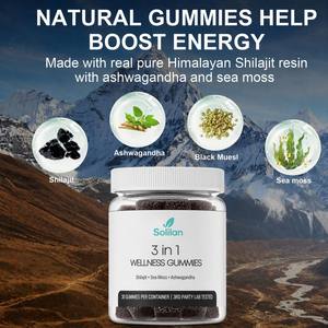 Su misura Hot Label uomo supporto immunitario <span class=keywords><strong>3</strong></span> & 1 Wellness Gummies integratori a base di erbe Shilajit mare muschio Ashwagandha per adulti - Product Image 2