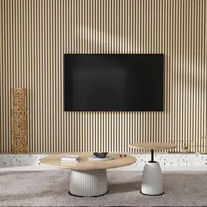 अकुपैनेल मॉडर्न इंटीरियर 3डी ध्वनिक दीवार पैनल स्टूडियो साउंड प्रूफ सजावट के लिए लकड़ी का अकुस्टिक पैनल लकड़ी स्लैट पैनल