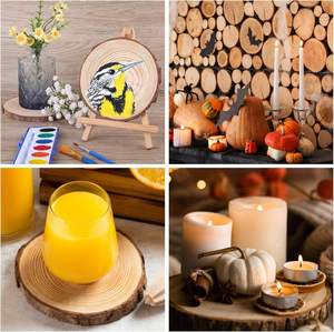 Grandes dalles de bois écologiques 8 pouces de tranches de bois rondes avec écorce pour la gravure de grandes décorations de Noël bricolage - Product Image 3