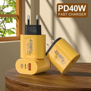 40W Dual PD + <b>USB</b> Fast Charger EU/US Standard <b>Plug</b> Portable <b>Plug</b> 1 <b>USB</b> 2 PD Fast <b>Charging</b> Phone Wall Charger Adapter - Product Image 4