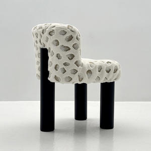 Fauteuil de salon nordique en tissu bouclé, design de luxe léger, chaise de salle à manger, fauteuil simple en laine pour chambre à coucher - Product Image 3