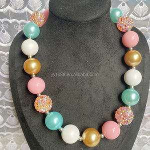 Collar grueso de diamantes de imitación de Color caramelo Pastel para niños, collar bonito con abalorios para niñas pequeñas, collar de cuentas de <span class=keywords><strong>chicle</strong></span> de 20mm - Product Image 1