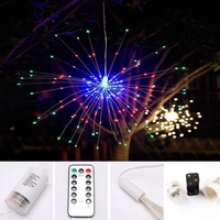 Warmweiße Mehrfarbige Pusteblumen-Lichterkette Batteriebetrieben mit Fernbedienung Feuerwerk-Lichter Weihnachts- und Hochzeitsdekoration