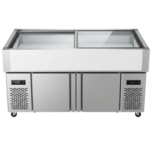 Vente flash - Réfrigérateur de <span class=keywords><strong>comptoir</strong></span> pour la présentation des aliments, en acier inoxydable avec couvercle en verre, pour restaurant, buffet - Product Image 2