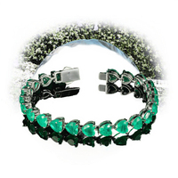 Bracelets Tennis Vert Émeraude Plaqué Rhodium en Argent 925 avec Zircon Cœur pour Femme, Bijoux Fantaisie, Cadeau de Fête