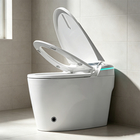 Bidet intelligent de luxe avec affichage LED, design sans réservoir, chasse d'eau automatique, siège chauffant allongé inclus, pour salle de bain moderne