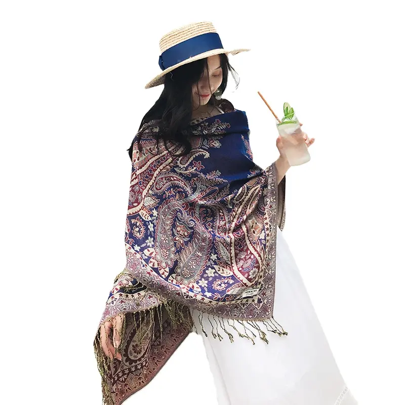 Hot paisley cotton blended women's bufanda pashmina shawl ladies wraps