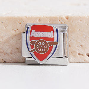 Italiano cuore calcio Club serie elastico Splicing cinturino in acciaio inox Link Fit 9mm DIY italiano charm braccialetti - Product Image 4