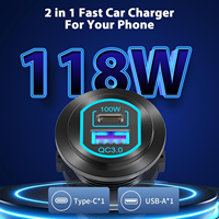 Chargeur de voiture USB-C PD 100W amélioré, prise QC3.0 18W en alliage d'aluminium, charge rapide CC 12V-24V, prise USB pour camping-car, bateau, camion