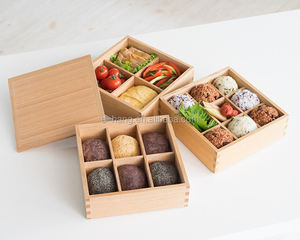 Lonchera de Madera OEM con 4 Compartimentos, Caja Bento Cuadrada, Contenedores de Almacenamiento de Alimentos Japoneses para Niños, Picnic - Product Image 4