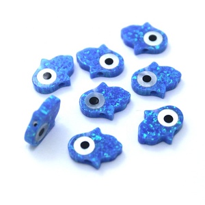 Nuovo arrivo <span class=keywords><strong>blu</strong></span> sintetico <span class=keywords><strong>opale</strong></span> Hamsa <span class=keywords><strong>pietra</strong></span> con occhio Mop per collana - Product Image 3