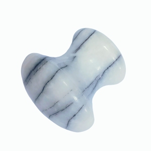 Outil de beauté en marbre blanc de Carrare naturel, fabriqué en Chine, en forme de champignon, pierre Gua Sha pour massage du visage. - Product Image 4