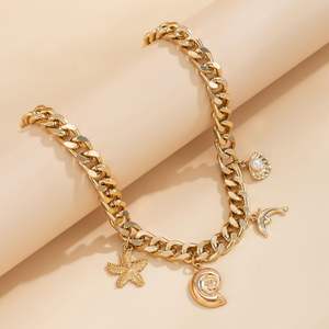 Collier en coquillage doré pour femmes Collier pendentif étoile de mer conque dauphin Collier ras de cou de plage en or Chunky Collier ras du cou d'été pour femmes - Product Image 4