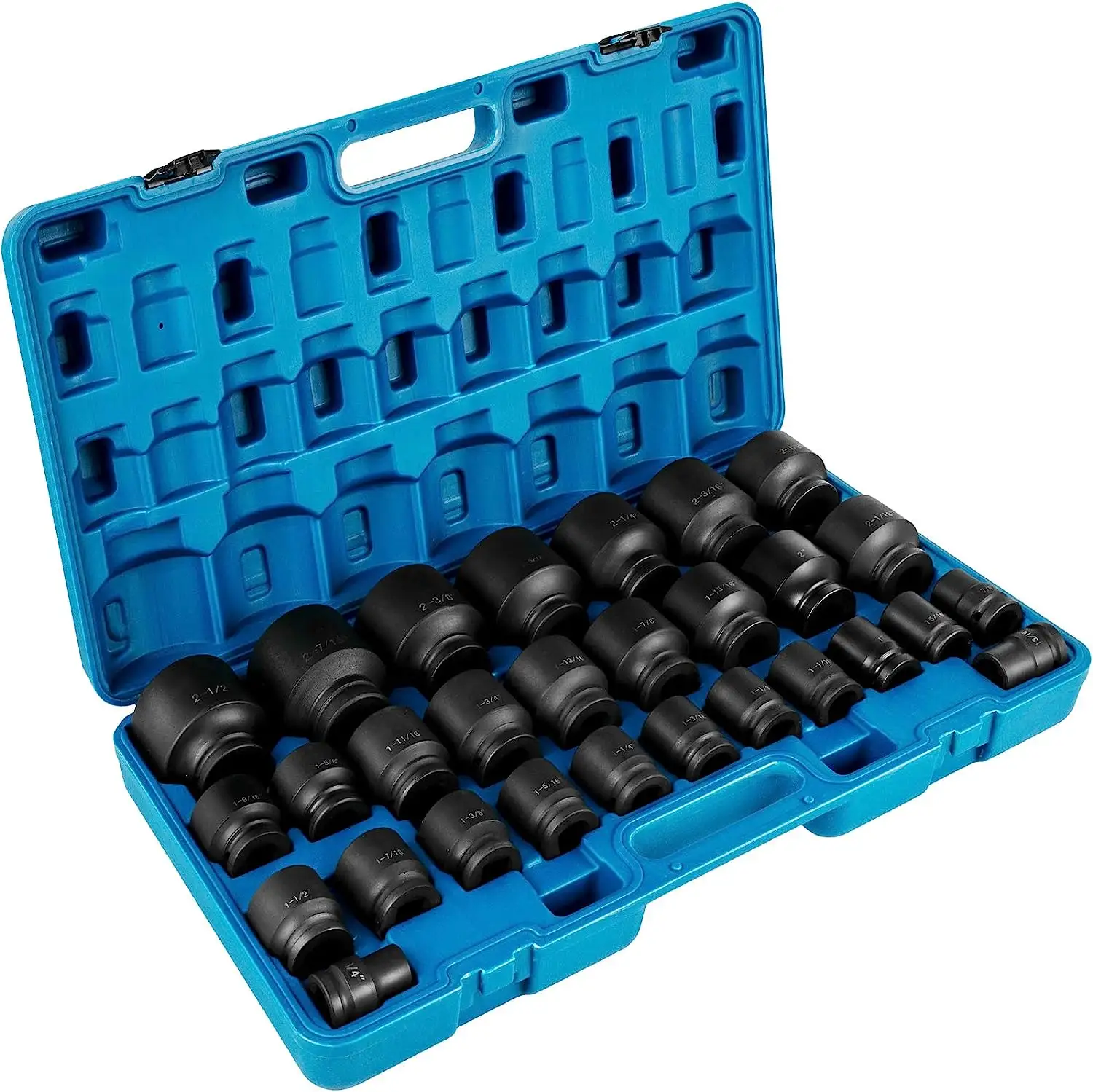 3/4 Drive Impact Socket Set Metric Inches 29 Piece Impact Sockets 6-Point Deep Impact Socket Set