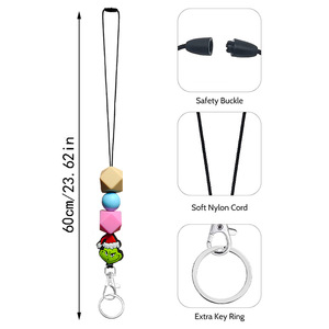 Wholesale Christmas tree <b>silicone</b> <b>beaded</b> necklace with safety buckle, round mobile phone strap, campus meal card strap - Product Image 3