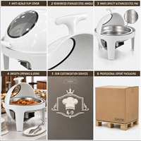 LQ Réchaud de buffet hydraulique visuel blanc uni 6L en acier inoxydable avec couvercle en verre épaissi, alimentation électrique, pour banquets et mariages, vente en gros