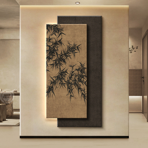 Arte Mural Vintage Chino para Entrada, Inspirado en la Estética de la Dinastía Song, Pintura de Bambú para Decoración Elegante de Sala de Estar - Product Image 5