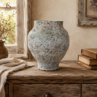 Vase à fleurs en céramique unique Jossin avec finition texturée rustique, design minimaliste pour fleurs séchées, décoration de salon