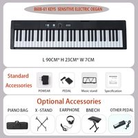 Fábrica al por mayor profesional 61 teclas música Piano Electrónico y órgano con 128 tonos 128 ritmos teclado dual