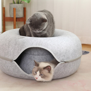 批发定制奢华创意硬毡甜甜圈宠物洞猫玩睡眠，猫窝圆隧道宠物猫洞 - Product Image 2