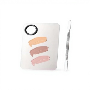 Wholesale Stainless Steel <strong>Makeup</strong> Palette - Cosmetic Mixing Tray with Spatula for Mixing Foundation Plastic Spatula Tool - Product Image 1