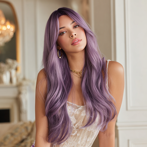 Kualitas tinggi 26 inci panjang lurus cahaya ungu sintetis tahan panas Wig Anime Saint Seiya Athena <span class=keywords><strong>Cosplay</strong></span> SM5120 - Product Image 6