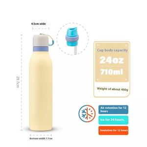Botella deportiva Macaron de gran capacidad de acero inoxidable de doble pared, diseño moderno, botella de agua con correa al vacío para exteriores para acampar - Product Image 3