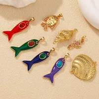 Nouveaux pendentifs tendance colorés en forme de poissons, crabes et coquillages marins, composants et fournitures pour la fabrication de bijoux, colliers et bracelets T13