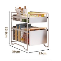 Étagère de rangement coulissante en acier inoxydable pour épices, style tiroir, pour armoire de cuisine, comptoir, évier, accessoires d'organisation
